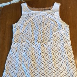 White lace overlay a-line dress